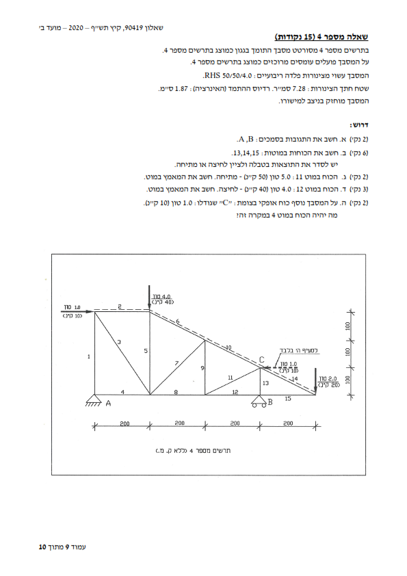 סטטיקה ותכן הנדסי קיץ 2020 מועד ב שאלה 4 מסבכים_001