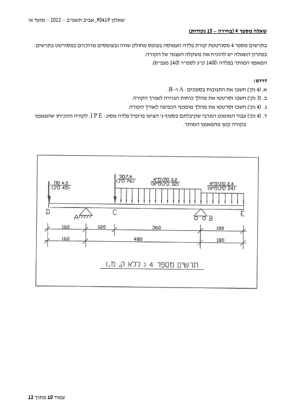 סטטיקה ותכן מבנים אביב 2022 שאלה 4_001